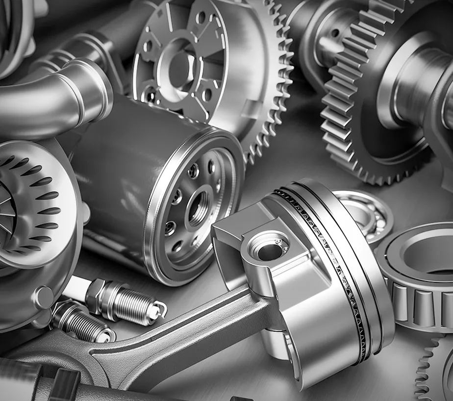 Metallic gears and precision-engineered machinery parts.
